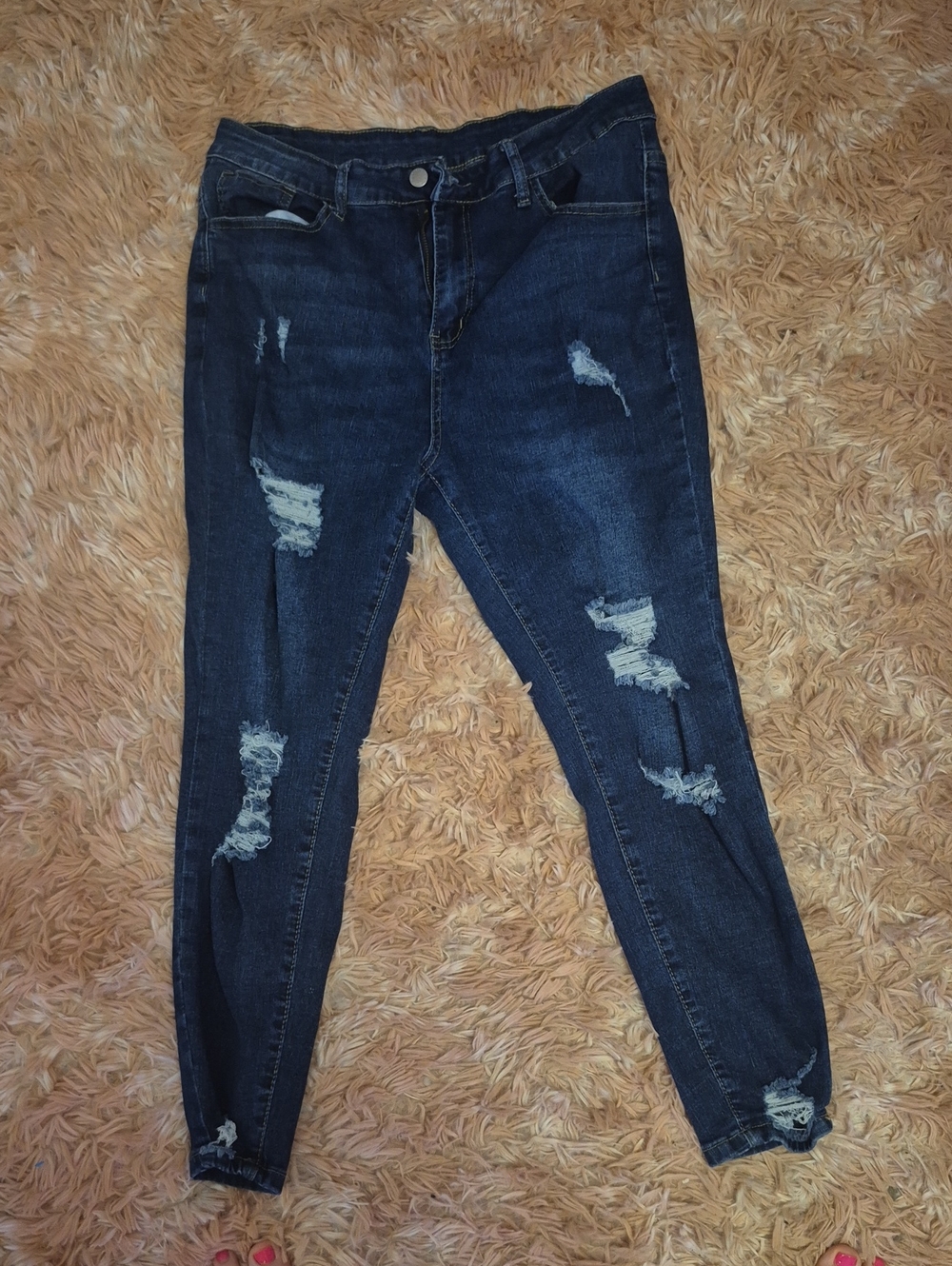 Dark Blue Distressed Women's Jeans